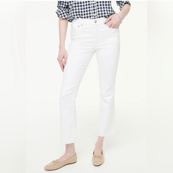 NWT J.Crew Factory Flare Crop Jeans Sz 30 White Mid-Rise Signature Stretch BO933 - Picture 1 of 8
